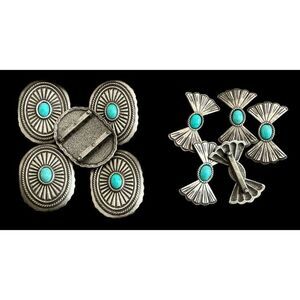 Cast Iron Conchos Turquoise Bows & Ovals PRICE FOR ONE. Discount for More!